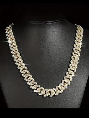 Cuban Link Necklace with Rhinestone Accents
